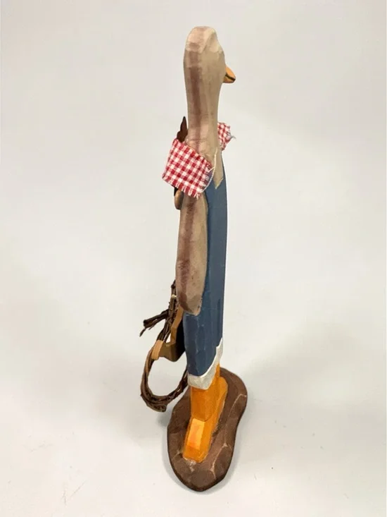 Vintage Wood Carved Goose Freestanding 12” Figure Duck W/Basket Statue Rare Find - Picture 10 of 16